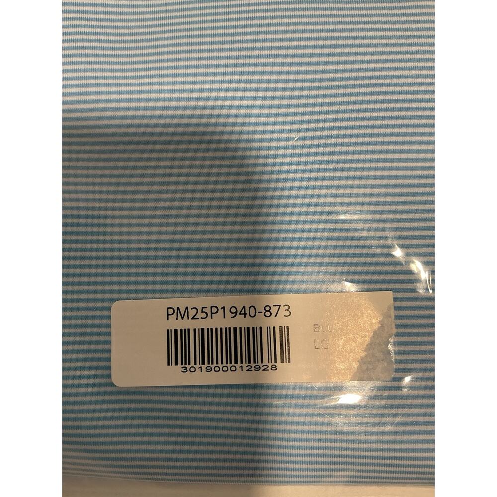 Masters Golf Peter Millar Men’s Polo Blue & White Stripes Size Large NEW W TAGS - Picture 3 of 4